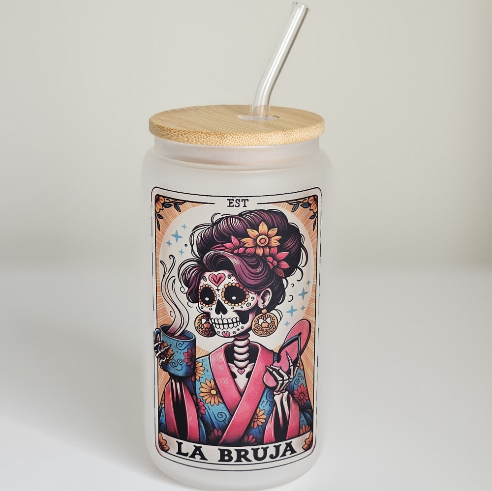 COPY - The Reader Tarot Card 16oz Frosted Beer Can Glass Cup